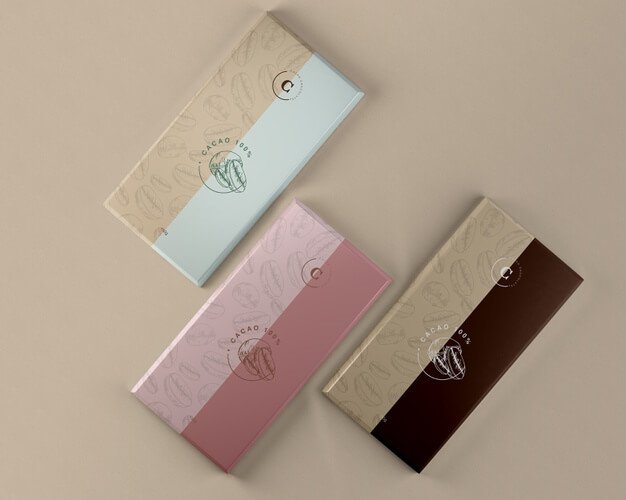 Chocolate tablets paper packaging mock-up Free Psd
