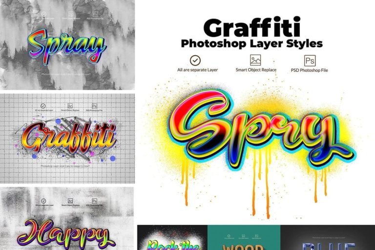 Attractive Graffiti Art Effect Mockup Psd Templates