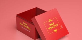 Editable Red Free Gift Box Mockup