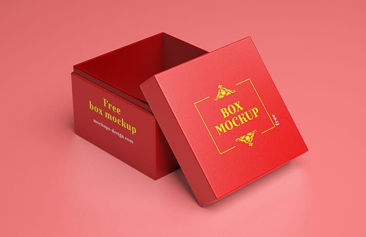 Editable Red Free Gift Box Mockup