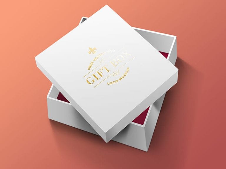 Elegant white Free Gift Box Mockup PSD