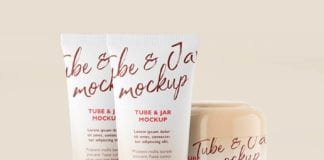 Free Combo Cosmetic Tube and Jar Mockup