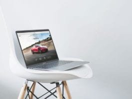 MacBook Pro On A Fancy Chair Mockup