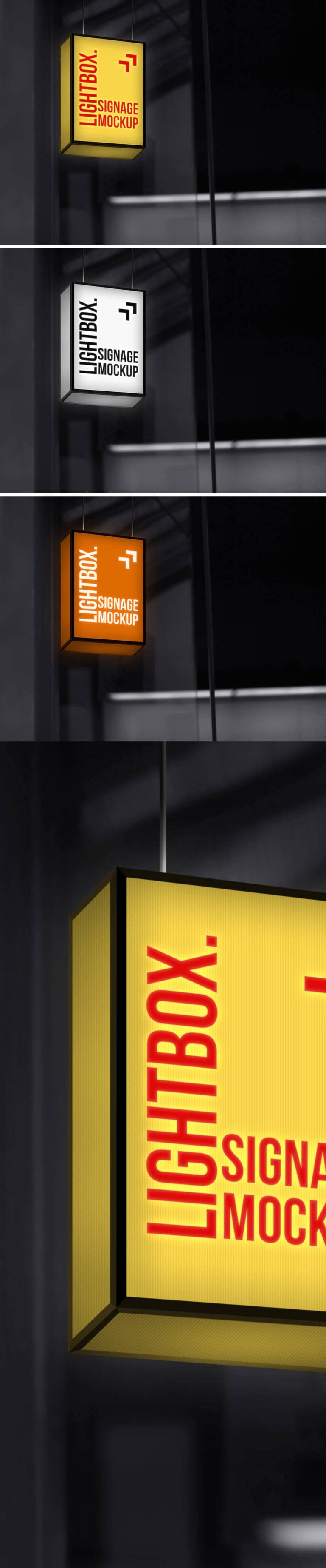 Realistic Hanging Lightbox Signage Mockup