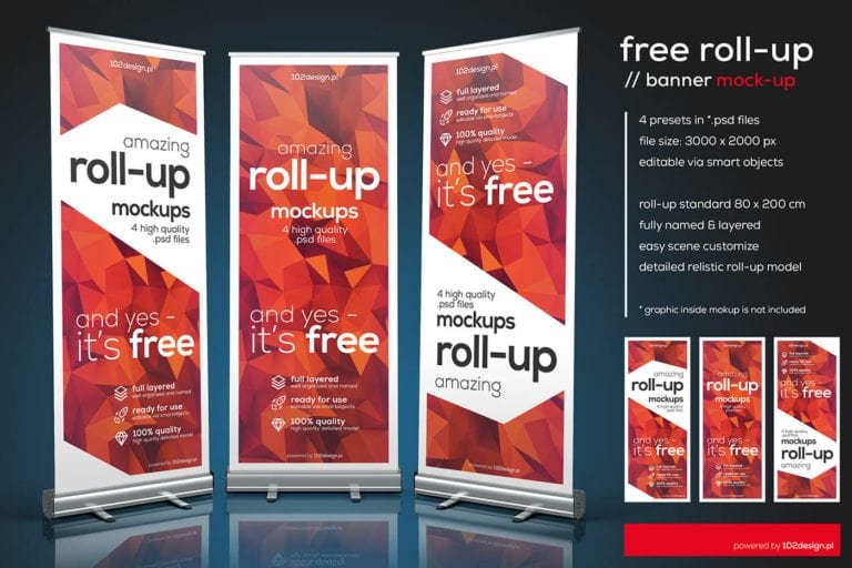 Realistic PSD Roll-Up Mockup Bundle