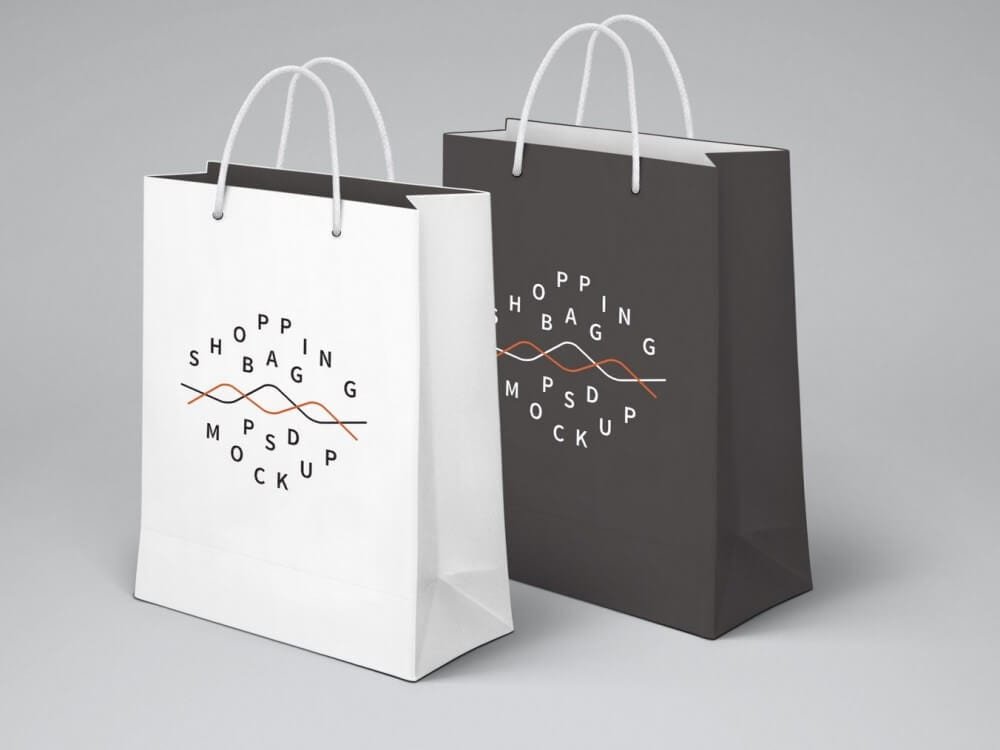 All Colors Paper Shopping Bag Mockup - 2 Different Style.