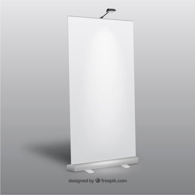 Sideways View Blank Roll Up Banner Mockup