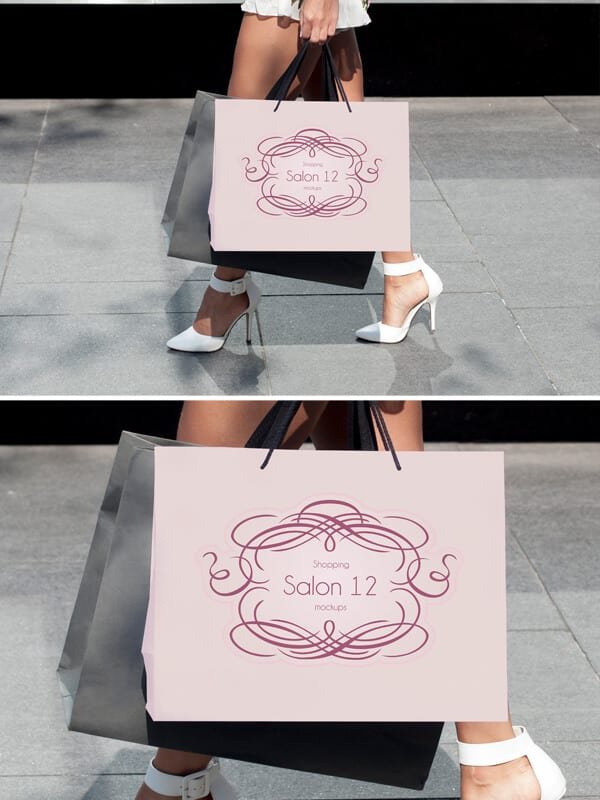 Woman Carrying Long Handle Shopping Bag Mockup