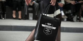 Woman With Black Leather Shopping Bag Mockup