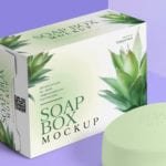 Free Elegant Packaging Box & Soap Mockup