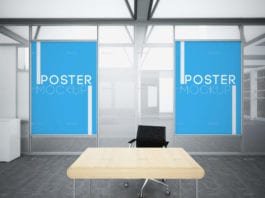 Office Posters Mockups With Chair and Table
