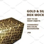 Realistic single Gold & Silver Box Mockup