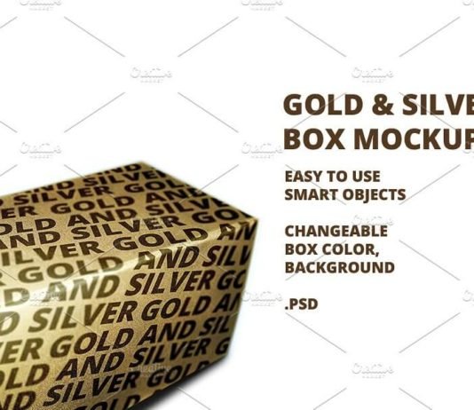Realistic single Gold & Silver Box Mockup