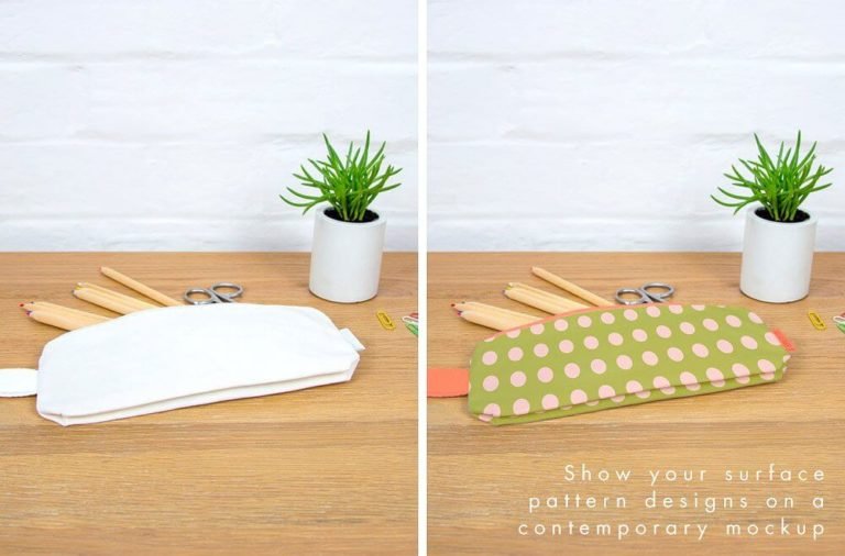 Pencil case with zipper pouch mockup