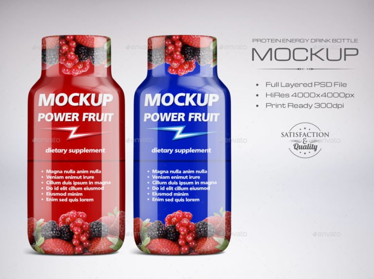 Side view Protein Energy Drink Bottle Mockup