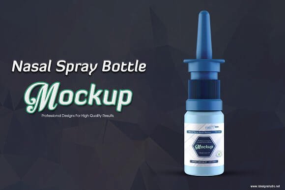 Blue Photorealistic Nasal Spray Bottle Mockup