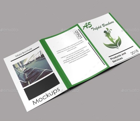 Exclusive A5 Trifold Brochure Mockup