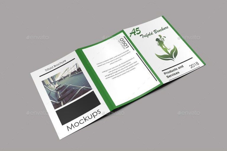 Exclusive A5 Trifold Brochure Mockup – Mockup Den