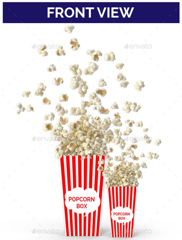 Font view Popcorn Mockup with Box