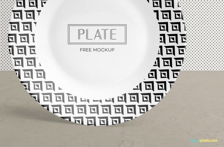 Free Glossy Round front view Ceramic Plate Mockup