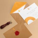 Free white Classy Invitation Mockup with stamp