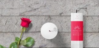 Free Gorgeous Candle Mockup with red rose