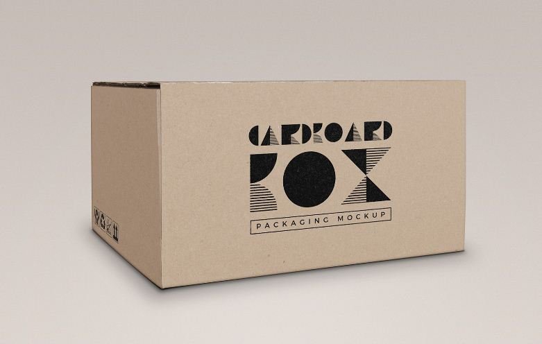 Download Photorealistic 3d single Cardboard Box Packaging Mockup