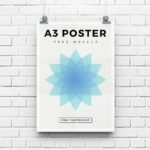 Free White Wall mounted White A3 Poster Mockup