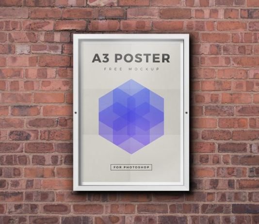 Free Wall mounted Outdoor Framed Poster Mockup