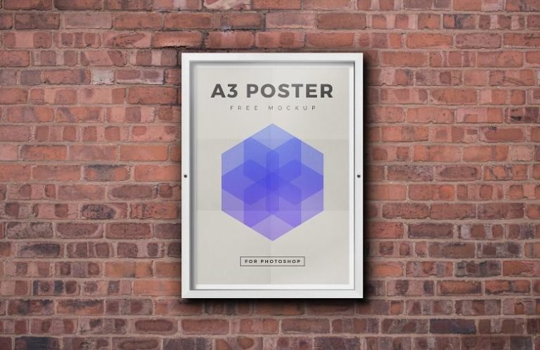 Free Wall mounted Outdoor Framed Poster Mockup
