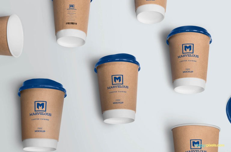Free Photorealistic Coffee Cup with Cover Mockup
