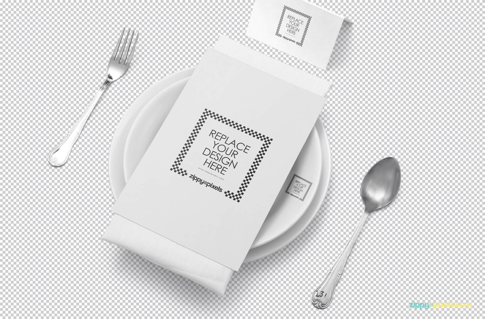 Download Free Customizable White Menu Mockup With Spoon