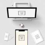 Free Top view Desktop Monitor Mockup