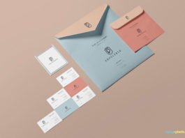 Free Clean design Beautiful Envelope Mockup with Business Card