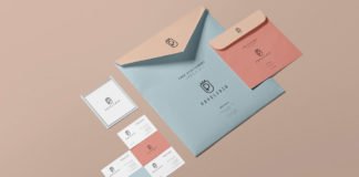 Free Clean design Beautiful Envelope Mockup with Business Card
