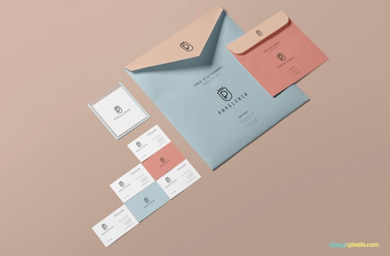 Free Clean design Beautiful Envelope Mockup with Business Card