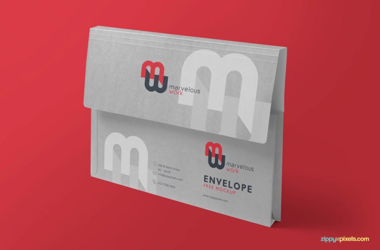 Free White Flap Folder Mockup