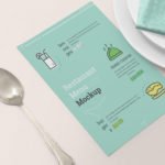 Free Clean design Restaurant Menu Card Mockup with Spoon