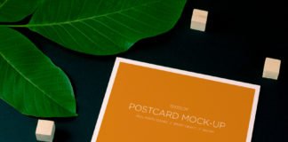 Free Realistic top view Postcard Mockup