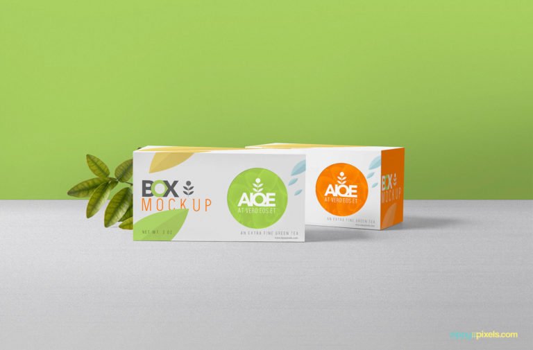 Free Photorealistic Front view Tea Packaging Mockup