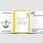 Photorealistic A5 Trifold Brochure Mockup