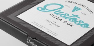 Free Realistic Square Takeaway Pizza Mockup