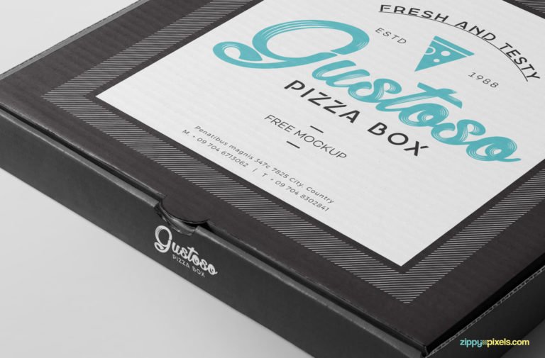 Free Realistic Square Takeaway Pizza Mockup – mockupden.com