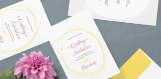 Free White Wedding Card Mockup with flower