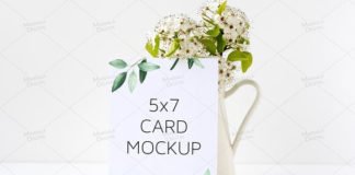 Wedding Invite Mockup with flower Vas