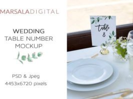 Wedding Table Number Mockup with Glass