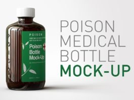 Single front view Amber Poison Bottle MockUp