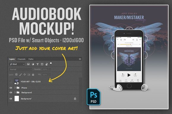 Elegant Audiobook Mockup PSD Template for SmartPhone