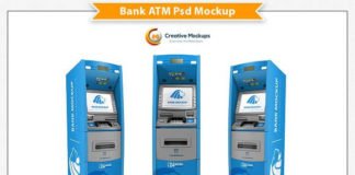 3D Elegant Bank ATM Psd Mockup