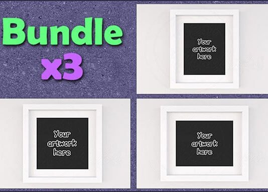 Elegant Square white picture frame Mockup